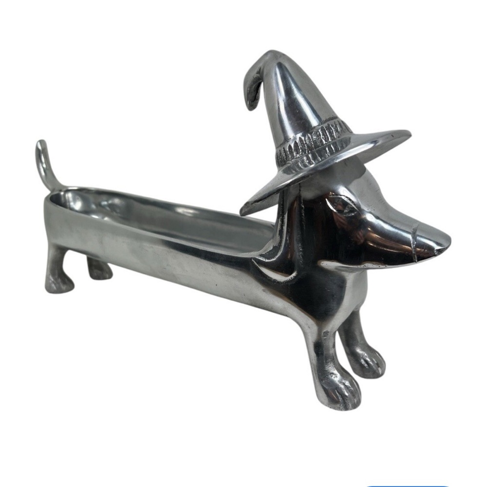 Silver Dachshund Weenie Witch Candy Dish new